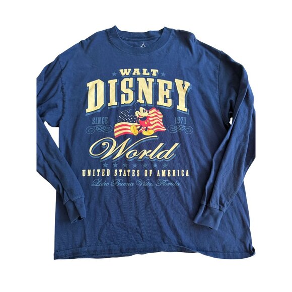 WALT DISNEY WORLD Vintage USA Blue Long Sleeve T Shirt Size XL - Picture 3 of 5